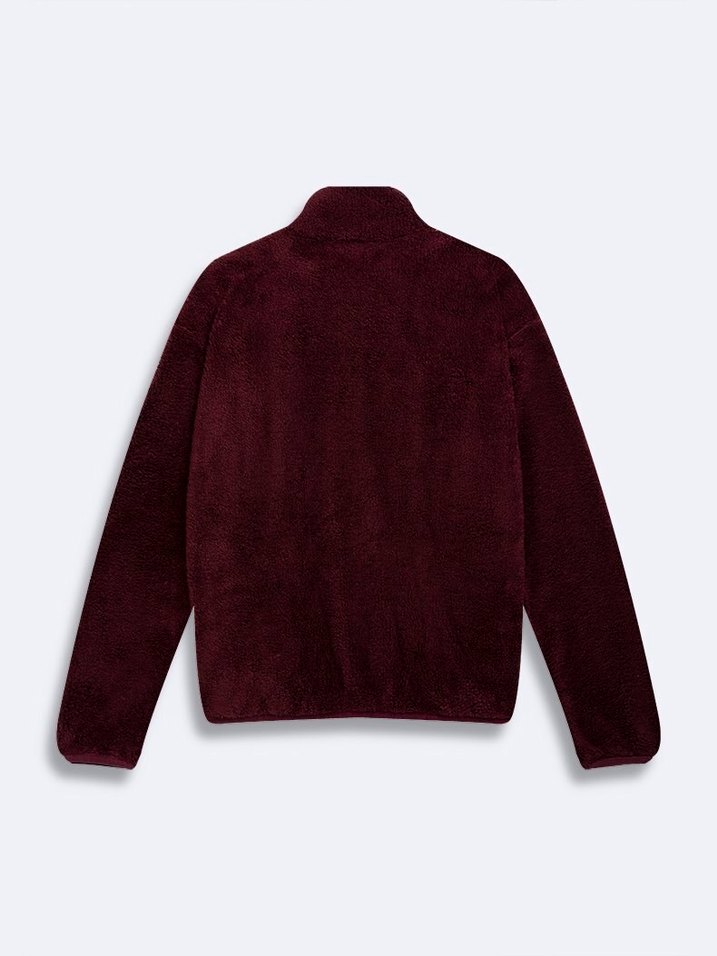 Bordo Fermuarlı Kadın Sweatshirt - Görsel 2