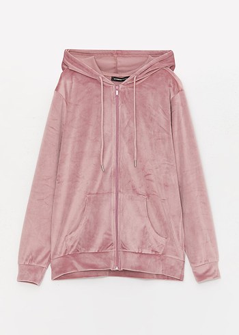 l Beden Kadın Pudra Kapüşonlu Rahat Sweatshirt