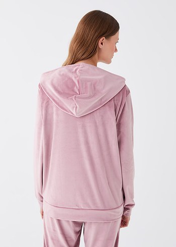 LC Waikiki Kadın Pudra Kapüşonlu Rahat Sweatshirt