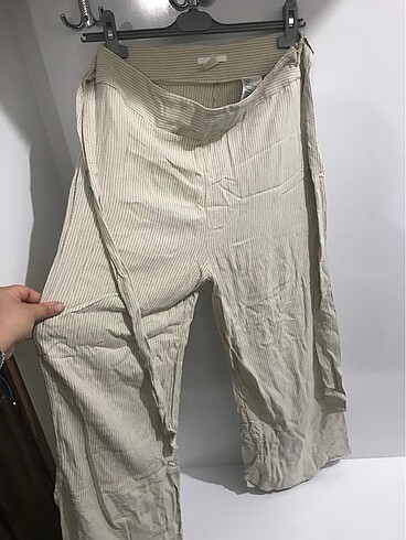 38 Beden camel Renk H&M KADIN ÇİZGİLİ RAHAT PANTOLON