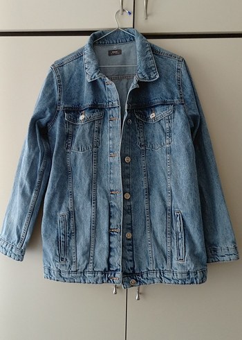 Düğmeli Kadın Mavi Denim Ceket