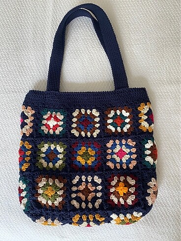 Örgü motif kroşe tote çanta