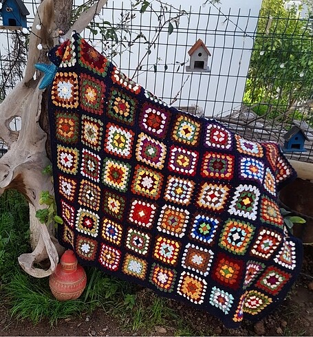 Beden El örgüsü kroşe motifli battaniye,şal,pike