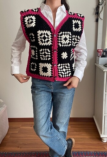m Beden El örgüsü motif yelek