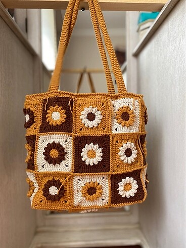  Beden Örgü astarlı totebag,tote çanta