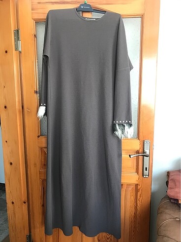 Uzun koyu gri günlük elbise