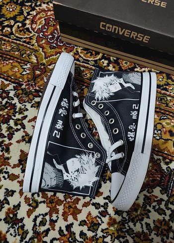 Converse Siyah Baskılı Yüksek Topuklu Bağcıklı Kadın Spor Ayakkabı