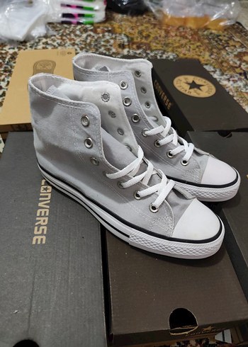 Gri Yüksek Top Converse Kadın Spor Ayakkabı