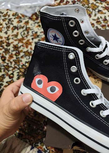 Converse Renkli Baskılı Siyah Yüksek Top Sneakers