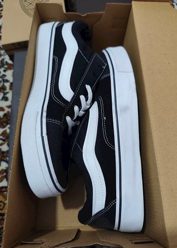 39 Beden siyah Renk Beyaz Detaylı Siyah Kadın Sneaker