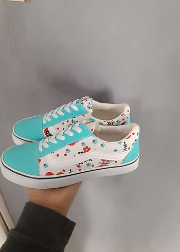Vans Turkuaz Baskılı Dolgu Topuklu Kadın Spor Ayakkabı