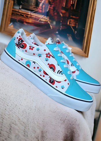 Vans Kadın Renkli Baskılı Dolgu Topuklu Spor Ayakkabı