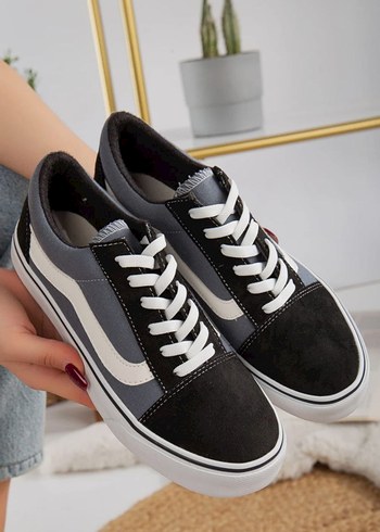 37 Beden Gri Bağcıklı Denim Sneaker
