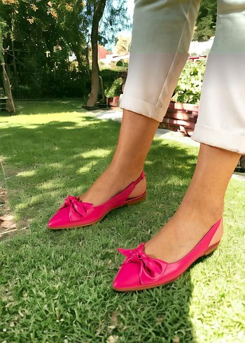Pembe Fiyonklu Kadın Blok Topuklu Babet