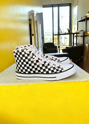 Vans Siyah Beyaz Kareli Yüksek Top Sneaker