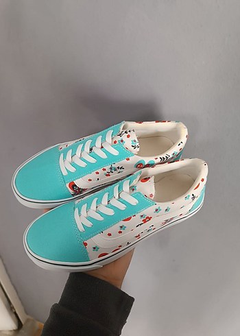 39 Beden turkuaz Renk Vans Turkuaz Baskılı Kadın Spor Ayakkabı