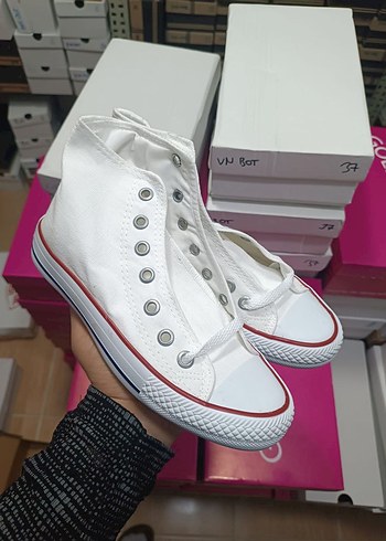 Converse Beyaz Kadın Sneakers, Elastik, Sokak Stili