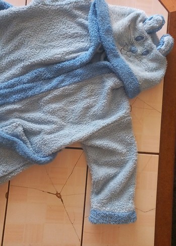 Kapüşonlu Erkek Çocuk Bornoz - Mavi - Görsel 2