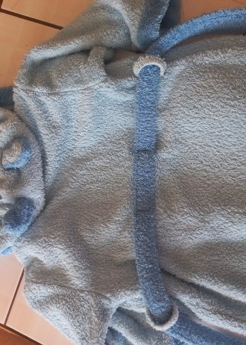 Kapüşonlu Erkek Çocuk Bornoz - Mavi - Görsel 5