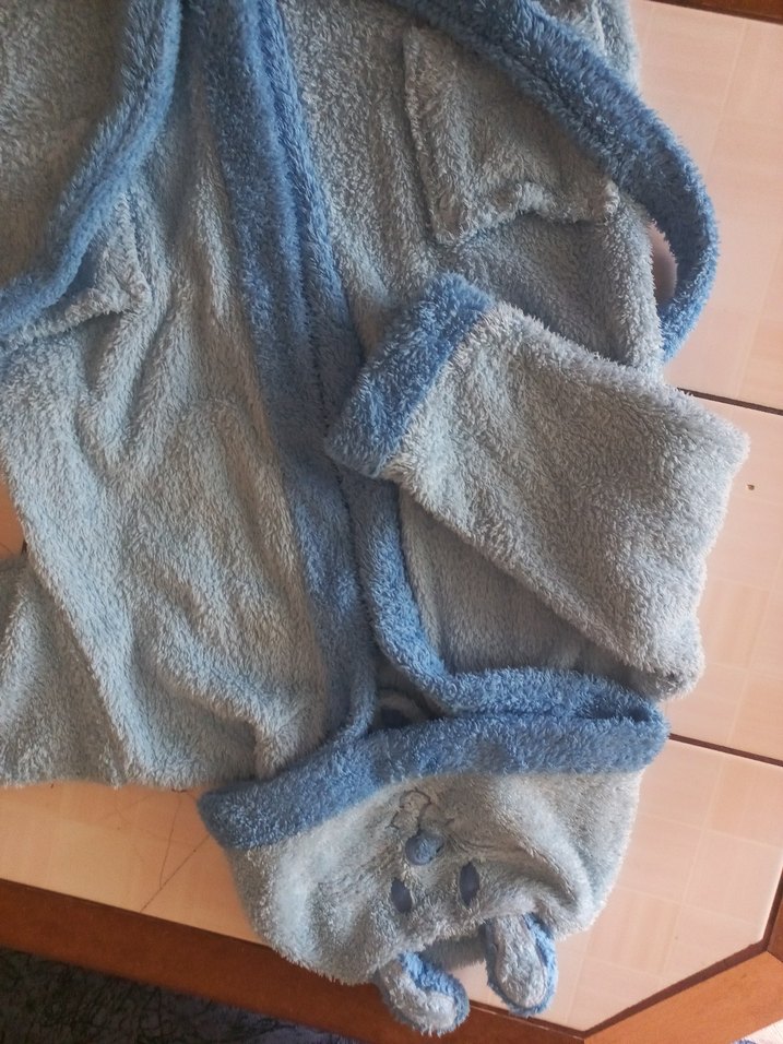 Kapüşonlu Erkek Çocuk Bornoz - Mavi - Görsel 4