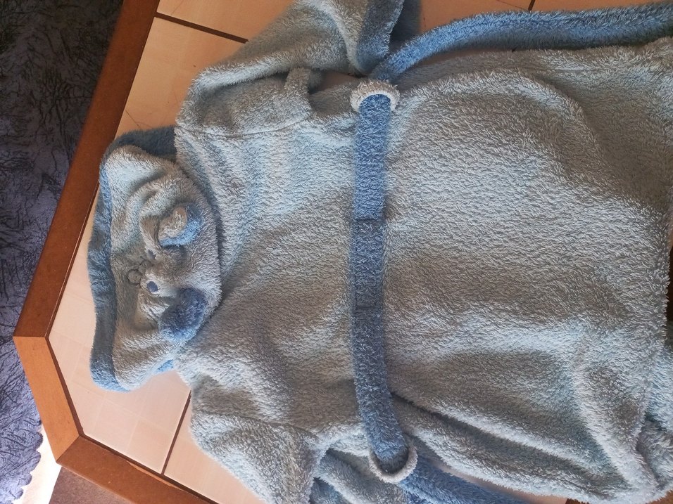 Kapüşonlu Erkek Çocuk Bornoz - Mavi - Görsel 5