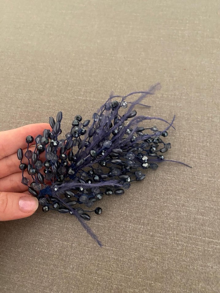 Lacivert Simli Uzun Abiye Elbise - Görsel 3