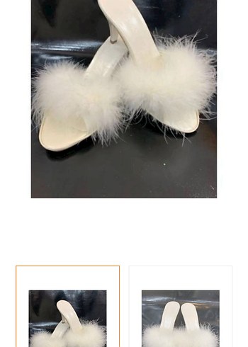 Beyaz Tüylü Stiletto Topuklu Kadın Terlik - 0 Ürün - Görsel 2
