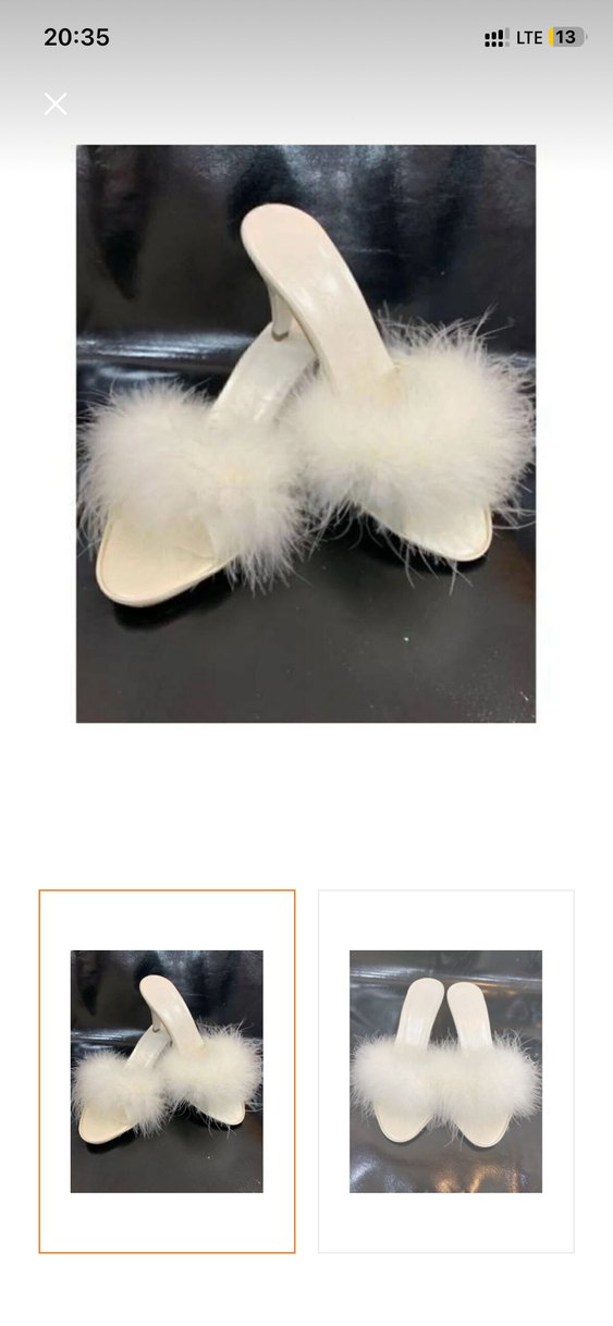 Beyaz Tüylü Stiletto Topuklu Kadın Terlik - 0 Ürün - Görsel 2