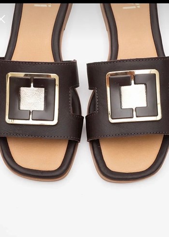 Luvishoes Kahverengi Tokalı Kadın Terlik - Görsel 2