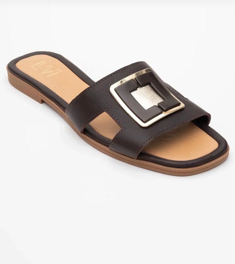 Luvishoes Kahverengi Tokalı Kadın Terlik - Görsel 3