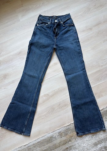 Mango Lacivert Geniş Paça Kot Pantolon