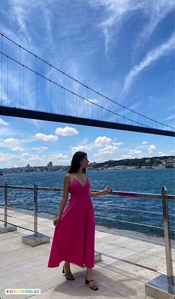 Zara Zara pembe poplin elbise
