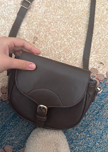 Kahverengi Deri Tokalı Kadın Çanta - Görsel 2