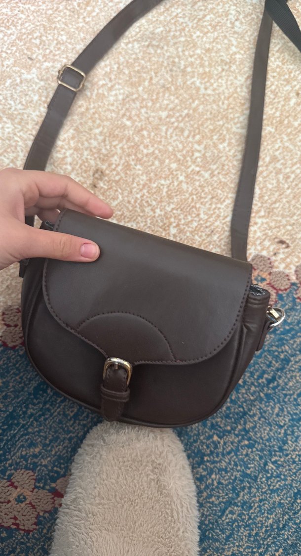 Kahverengi Deri Tokalı Kadın Çanta - Görsel 2