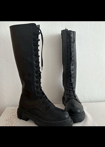 Diğer Deri Fermuarlı Dizüstü Siyah Stiletto Çizme