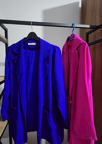 Düğmeli fuşya Kadın tesettür yada açık Ceket takım - Görsel 6