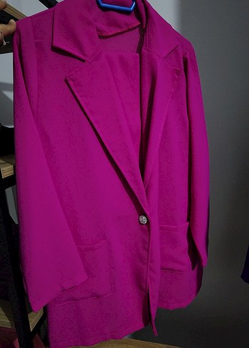 Düğmeli fuşya Kadın tesettür yada açık Ceket takım - Görsel 2