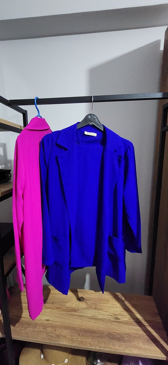 Düğmeli fuşya Kadın tesettür yada açık Ceket takım - Görsel 5