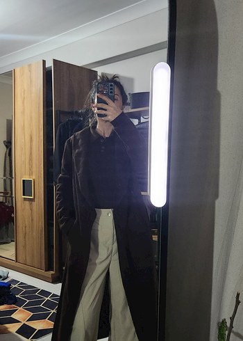 Kadın Midi Boy Kahverengi Süet Kaban - Görsel 4