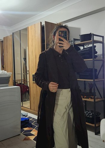 Kadın Midi Boy Kahverengi Süet Kaban - Görsel 2