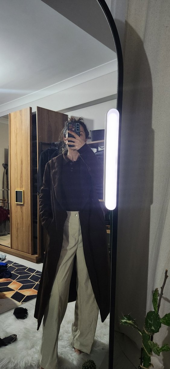 Kadın Midi Boy Kahverengi Süet Kaban - Görsel 4