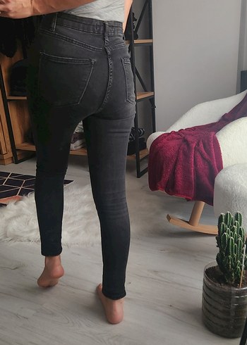 Gri Dar Kesim Midi Boy Kadın Kot Pantolon - Görsel 3