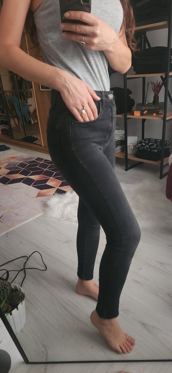 Gri Dar Kesim Midi Boy Kadın Kot Pantolon - Görsel 2