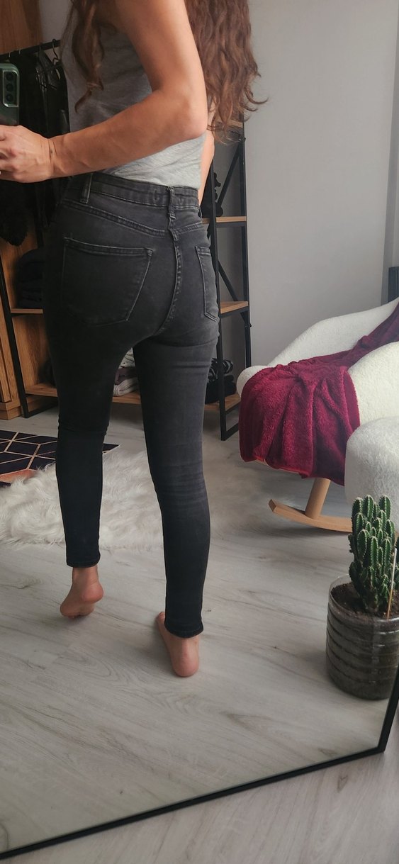 Gri Dar Kesim Midi Boy Kadın Kot Pantolon - Görsel 3