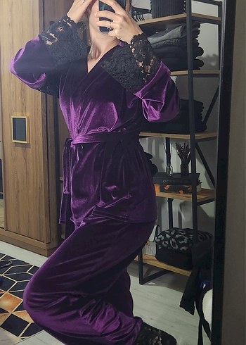 Mor Gotik Midi Kadın Sabahlık - Görsel 2