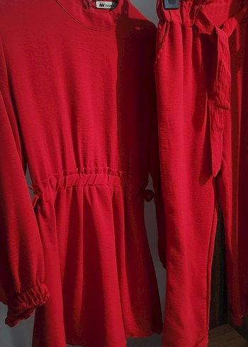 Kırmızı Midi Rahat Kadın takım - Görsel 2