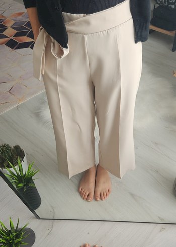 Bej Midi Kadın Kumaş Pantolon - Görsel 3