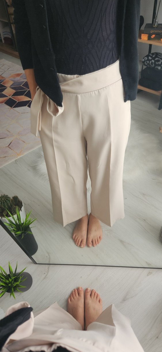 Bej Midi Kadın Kumaş Pantolon - Görsel 3