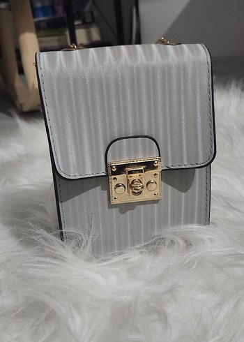 Gri Deri Kadın Çanta Tokalı - Görsel 2