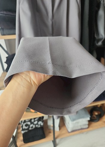 Gri Pilili Kadın Kumaş Pantolon - Görsel 5